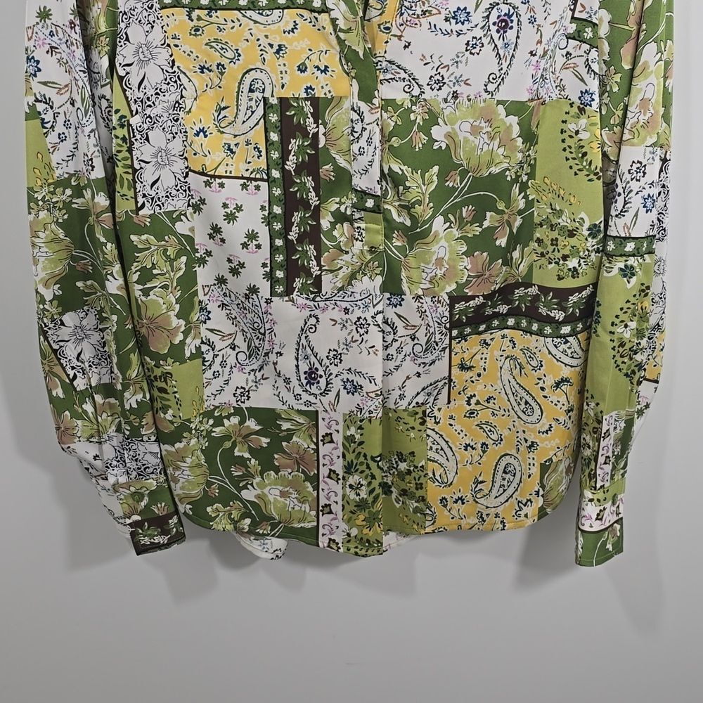 {Joie} Green Floral Popover Blouse Top - Size Small - Picture 7 of 16
